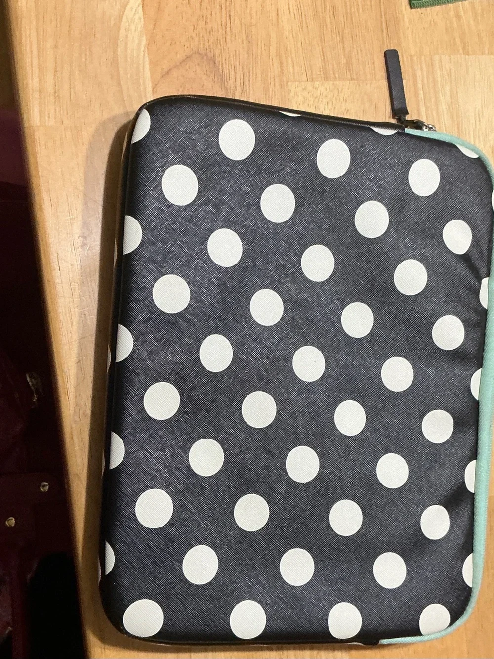 Studio C Black and White Polka Dot Tablet Sleeve with Mint Trim
